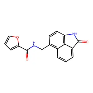 N-[(2-oxo-1,2-dihydrobenzo[cd]indol-6-yl)methyl]furan-2-carboxamide structure