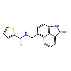 N-((2-Oxo-1,2-dihydrobenzo[cd]indol-6-yl)methyl)thiophene-2-carboxamide structure