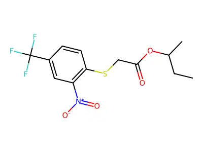 Sec-butyl {[2-nitro-4-(trifluoromethyl)phenyl]sulfanyl}acetate structure