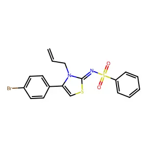 [4-(4-bromophenyl)-3-prop-2-enyl(1,3-thiazolin-2-ylidene)](phenylsulfonyl)azam ethane structure