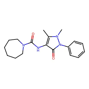 N-(1,5-dimethyl-3-oxo-2-phenyl-2,3-dihydro-1H-pyrazol-4-yl)azepane-1-carboxamide structure