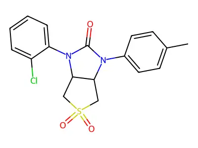 1-(2-chlorophenyl)-3-(p-tolyl)tetrahydro-1H-thieno[3,4-d]imidazol-2(3H)-one 5,5-dioxide structure