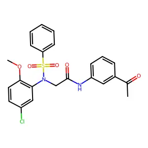 N-(3-acetylphenyl)-2-[N-(benzenesulfonyl)-5-chloro-2-methoxyanilino]acetamide structure