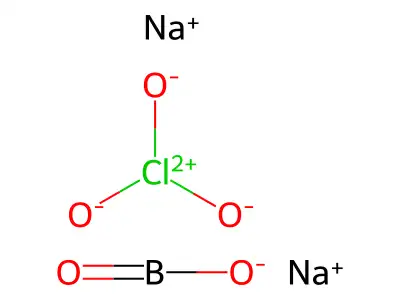 Sodium chlorate mixt. with sodium metaborate structure