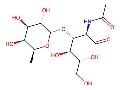 2-(Acetylamino)-2-deoxy-3-O-(6-deoxy-alpha-L-galactopyranosyl)-D-glucose structure