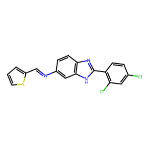 N-[2-(2,4-dichlorophenyl)-3H-benzimidazol-5-yl]-1-thiophen-2-ylmethanimine structure