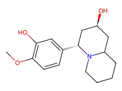 2-Hydroxy-4-(3-hydroxy-4-methoxyphenyl)-trans-quinolizidine structure