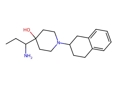 4-Piperidinol, 4-(1-aminopropyl)-1-(1,2,3,4-tetrahydro-2-naphthyl)- structure