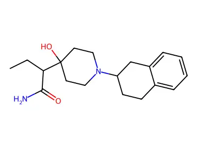 4-Piperidinol, 4-(1-carbamoylpropyl)-1-(1,2,3,4-tetrahydro-2-naphthyl)- structure