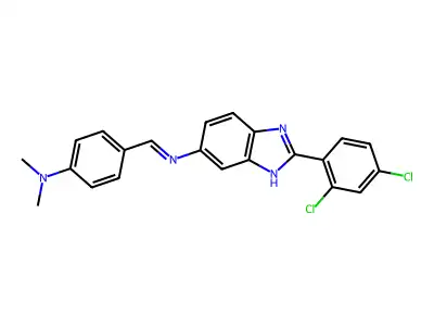 4-[[2-(2,4-dichlorophenyl)-3H-benzimidazol-5-yl]iminomethyl]-N,N-dimethylaniline structure