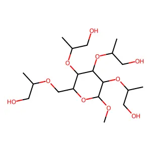 methyl 2,3,4,6-tetrakis-O-(1-hydroxypropan-2-yl)hexopyranoside structure