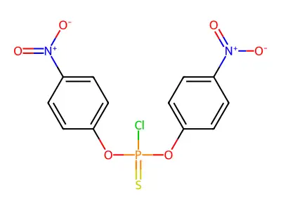 O,O-Bis(4-nitrophenyl) phosphorochloridothioate structure
