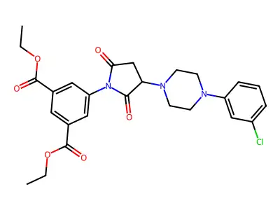 diethyl 5-[3-[4-(3-chlorophenyl)piperazin-1-yl]-2,5-dioxopyrrolidin-1-yl]benzene-1,3-dicarboxylate structure