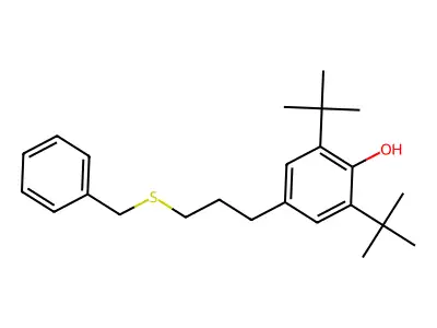 Phenol, 2,6-bis(1,1-dimethylethyl)-4-[3-[(phenylmethyl)thio]propyl]- structure