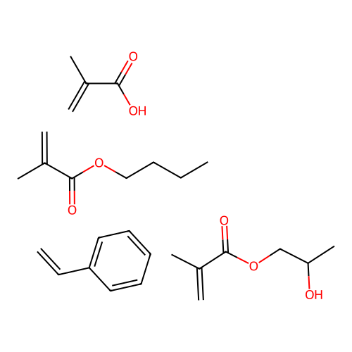 (C8-H14-O2.C8-H8.C7-H12-O3.C7-H12-O2.C4-H6-O2)x- structure