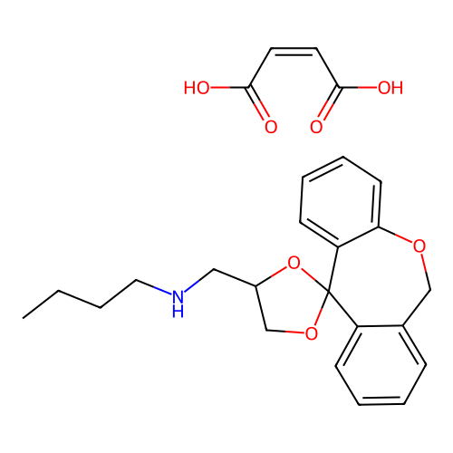 6,11-Dihydro-4'-(butylamino)methylspiro(dibenz(b,e)oxepin-11,2'-(1',3')-dioxolane) maleate structure