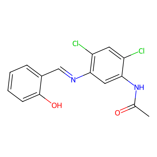 N-[2,4-dichloro-5-[(2-hydroxyphenyl)methylideneamino]phenyl]acetamide structure