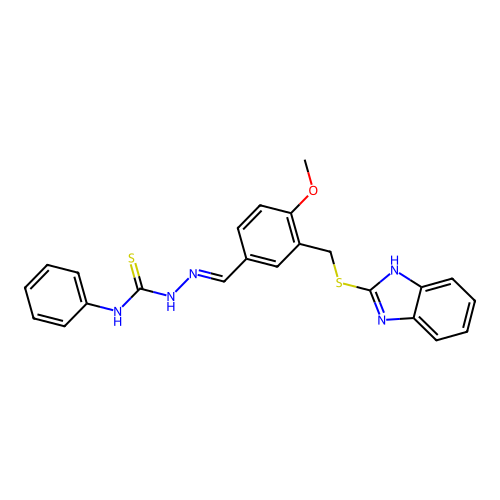 (2E)-2-{3-[(1H-benzimidazol-2-ylsulfanyl)methyl]-4-methoxybenzylidene}-N-phenylhydrazinecarbothioamide structure