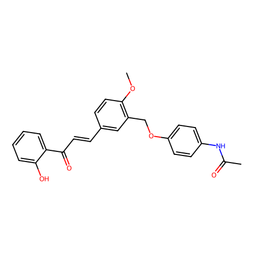 N-[4-[[5-[(E)-3-(2-hydroxyphenyl)-3-oxoprop-1-enyl]-2-methoxyphenyl]methoxy]phenyl]acetamide structure
