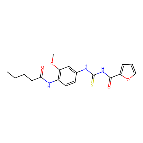 N-{[3-methoxy-4-(pentanoylamino)phenyl]carbamothioyl}furan-2-carboxamide structure