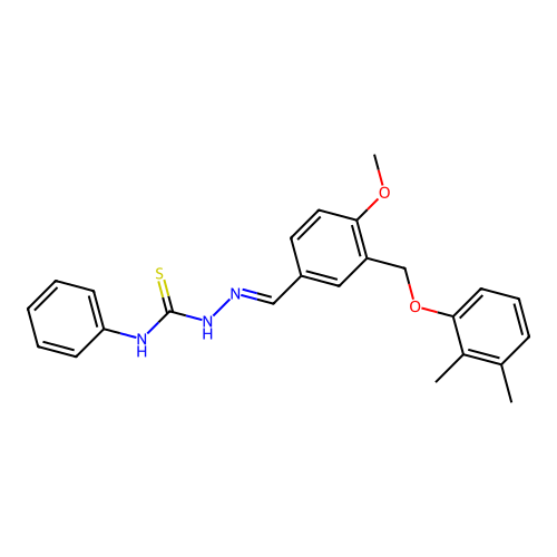 1-[(E)-[3-[(2,3-dimethylphenoxy)methyl]-4-methoxyphenyl]methylideneamino]-3-phenylthiourea structure