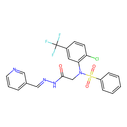 (E)-N-(2-chloro-5-(trifluoromethyl)phenyl)-N-(2-oxo-2-(2-(pyridin-3-ylmethylene)hydrazinyl)ethyl)benzenesulfonamide structure