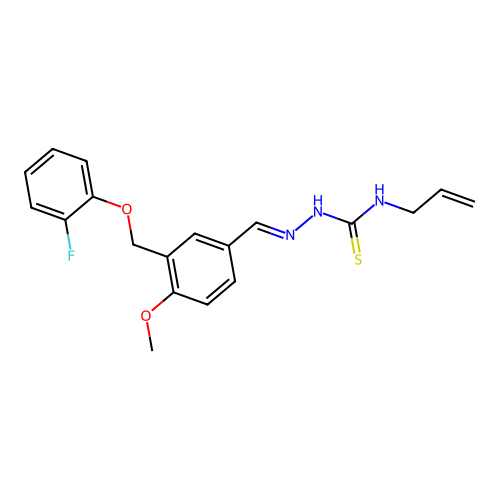 (E)-N-allyl-2-(3-((2-fluorophenoxy)methyl)-4-methoxybenzylidene)hydrazinecarbothioamide structure