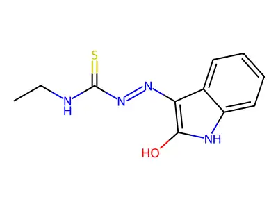 Hydrazinecarbothioamide, 2-(1,2-dihydro-2-oxo-3H-indol-3-ylidene)-N-ethyl- structure