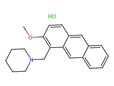Piperidine, 1-((2-methoxy-1-anthracenyl)methyl)-, hydrochloride structure