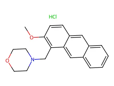 Morpholine, 4-((2-methoxy-1-anthracenyl)methyl)-, hydrochloride structure