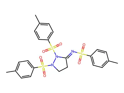(NE)-N-[1,2-bis-(4-methylphenyl)sulfonylpyrazolidin-3-ylidene]-4-methylbenzenesulfonamide structure