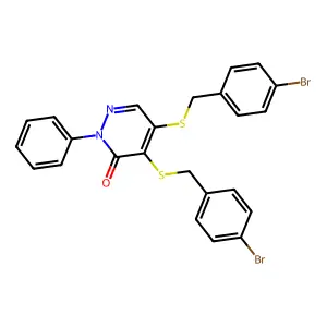 4,5-Bis((4-bromobenzyl)thio)-2-phenyl-3(2H)-pyridazinone structure