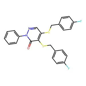 4,5-Bis((4-fluorobenzyl)thio)-2-phenyl-3(2H)-pyridazinone structure