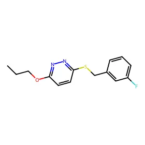 3-[(3-Fluorobenzyl)sulfanyl]-6-propoxypyridazine structure