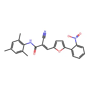 2-cyano-3-[5-(2-nitrophenyl)furan-2-yl]-N-(2,4,6-trimethylphenyl)prop-2-enamide structure