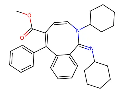 Methyl 2-cyclohexyl-1-cyclohexylimino-6-phenyl-2-benzazocine-5-carboxylate structure