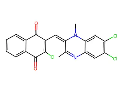 2-chloro-3-[(E)-(6,7-dichloro-1,3-dimethylquinoxalin-2-ylide structure