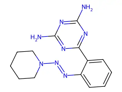 6-{2-[(E)-(Piperidin-1-yl)diazenyl]phenyl}-1,3,5-triazine-2,4-diamine structure