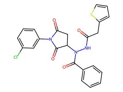 N-[1-(3-chlorophenyl)-2,5-dioxopyrrolidin-3-yl]-N'-(2-thiophen-2-ylacetyl)benzohydrazide structure