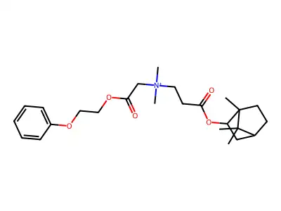 Dimethyl-[2-oxo-2-(2-phenoxyethoxy)ethyl]-[3-oxo-3-[(1,7,7-trimethyl-2-bicyclo[2.2.1]heptanyl)oxy]propyl]azanium structure