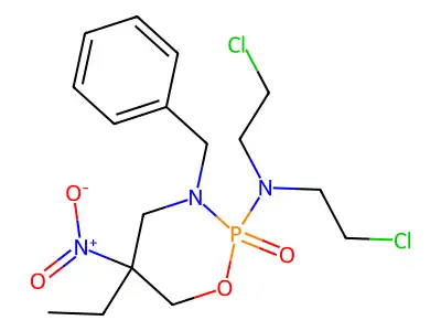 2H-1,3,2-Oxazaphosphorine, tetrahydro-3-benzyl-2-(bis(2-chloroethyl)amino)-5-ethyl-5-nitro-, 2-oxide structure