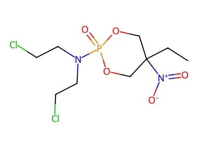 1,3,2-Dioxaphosphorin-2-amine, N,N-bis(2-chloroethyl)-5-ethyl-5-nitro-, 2-oxide structure