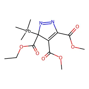 3-O-ethyl 4-O,5-O-dimethyl 3-trimethylplumbylpyrazole-3,4,5-tricarboxylate structure