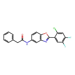 N-[2-(2-chloro-4,5-difluorophenyl)-1,3-benzoxazol-5-yl]-2-phenylacetamide structure