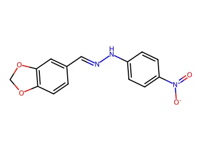 N-(Benzo[1,3]dioxol-5-ylmethylideneamino)-4-nitro-aniline structure