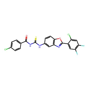 4-chloro-N-[[2-(2-chloro-4,5-difluorophenyl)-1,3-benzoxazol-5-yl]carbamothioyl]benzamide structure