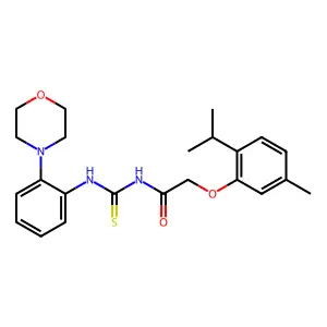 2-(5-methyl-2-propan-2-ylphenoxy)-N-[(2-morpholin-4-ylphenyl)carbamothioyl]acetamide structure