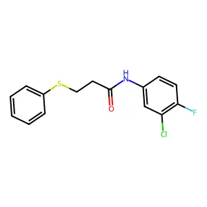 N-(3-chloro-4-fluorophenyl)-3-phenylsulfanylpropanamide structure