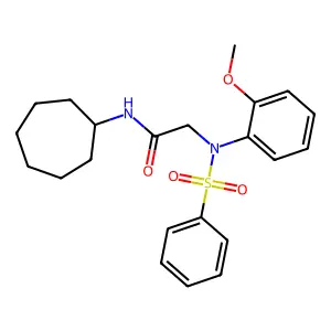 2-[N-(benzenesulfonyl)-2-methoxyanilino]-N-cycloheptylacetamide structure