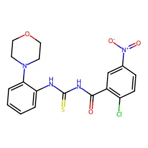 2-chloro-N-[(2-morpholin-4-ylphenyl)carbamothioyl]-5-nitrobenzamide structure